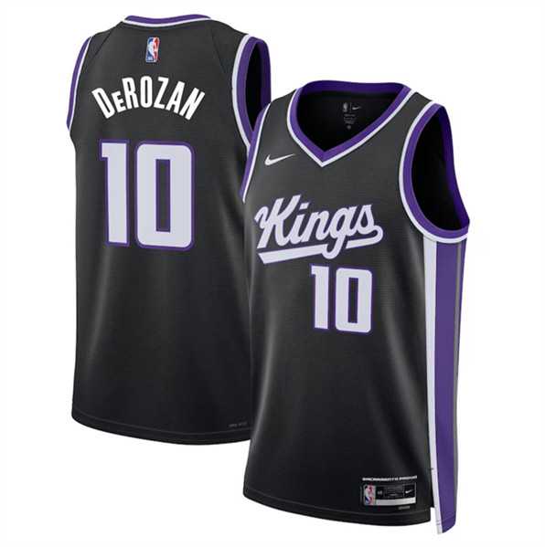 Mens Sacramento Kings #10 DeMar DeRozan Black Icon Edition Swingman Stitched Basketball Jersey Dzhi